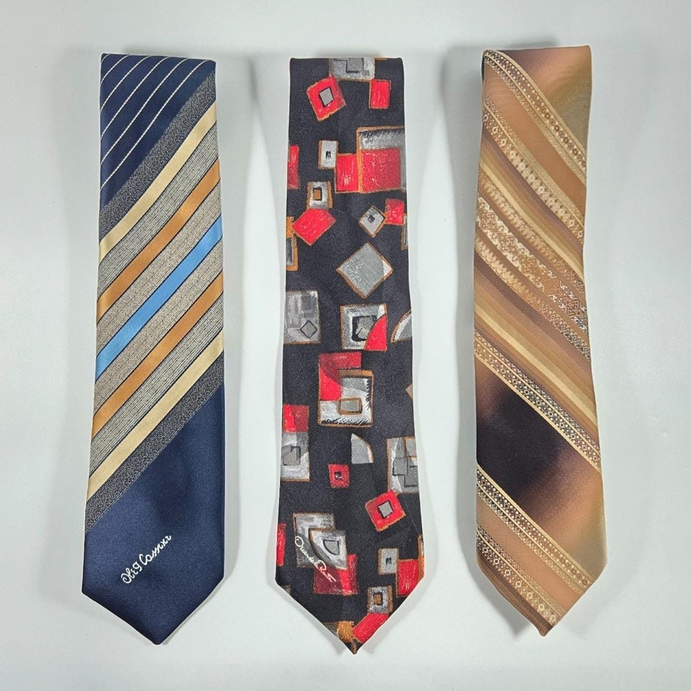 3 Vintage Ties Lot Oleg Cassini 55", Oscar de la Renta Studio 56", Cedrics 55"‎